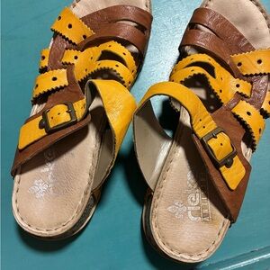 Rieker Brown and Yellow Sandals